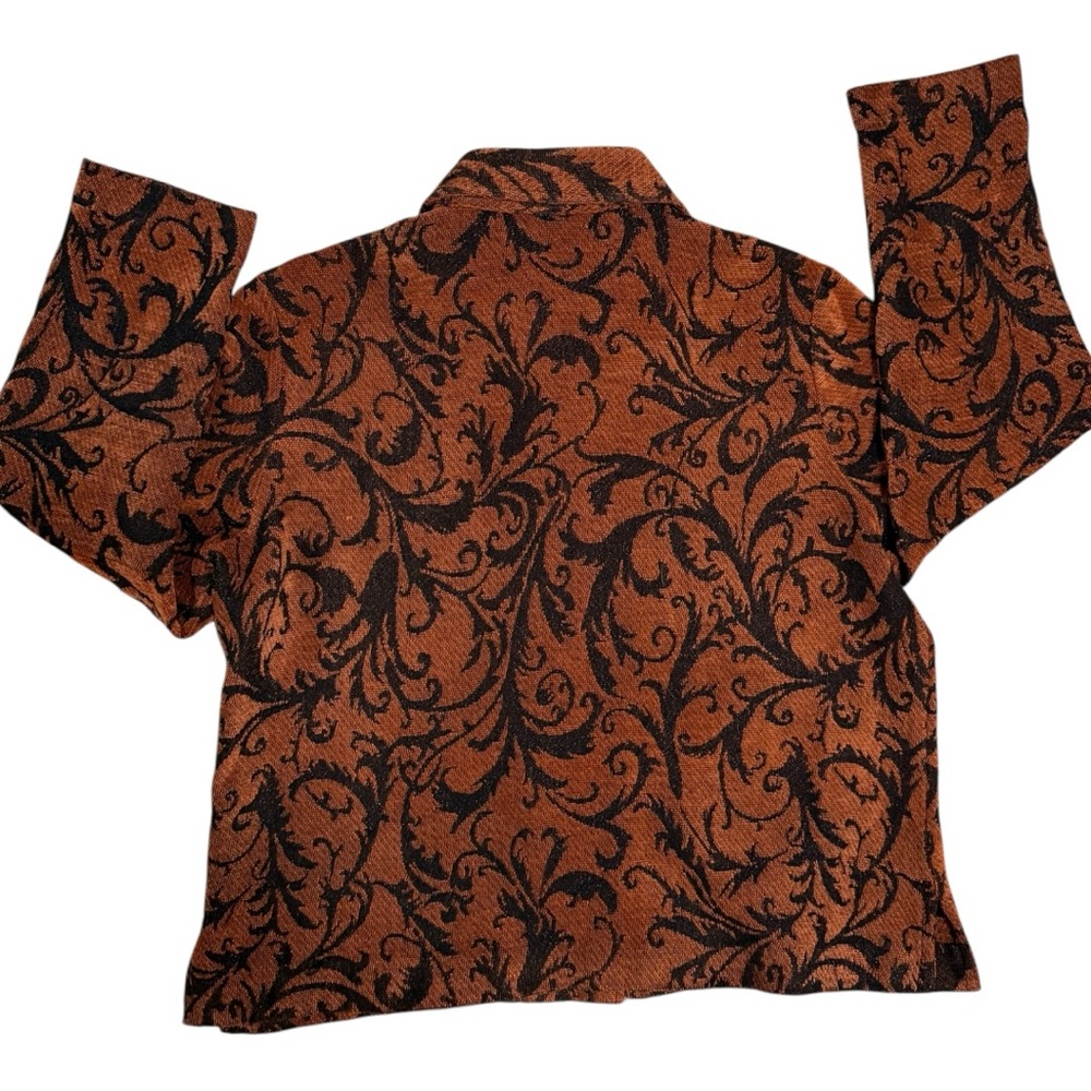Vintage Burnt Sienna & Black Swirl Pattern Embrodered Blazer Shacket - Picture 4 of 11